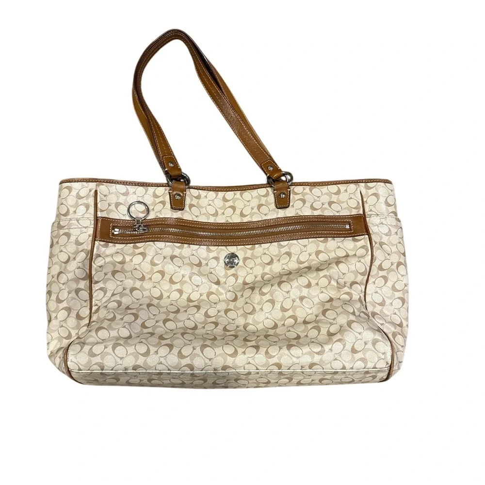 Coach Signature leather diaper Bag - Brown and Cream